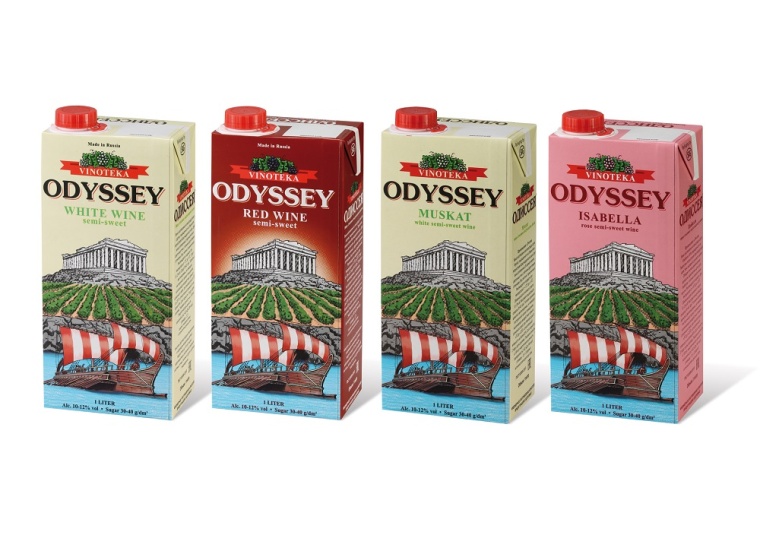 Abb. 1: Qualitätsweine der Marke „Odyssey“ in aseptischen Kartonpackungen...