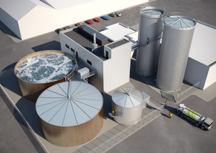 Abb.: Die Abwasserbehandlungsanlage mit Biogasgewinnung bei der Firma Fidel...