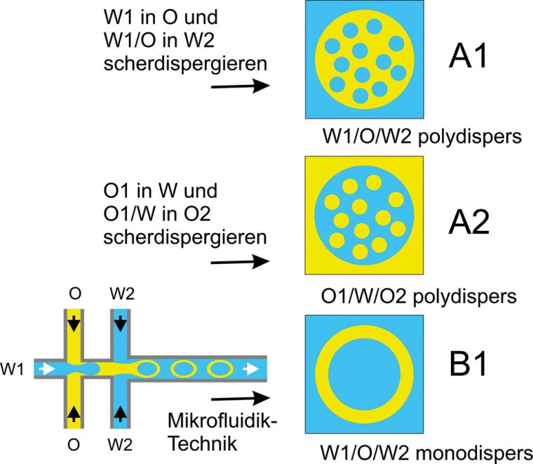 Methoden zur Herstellung von Doppelemulsionen 
[4, 5]